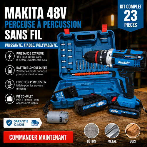 Perceuse Visseuse à Percussion 48V – Kit Complet